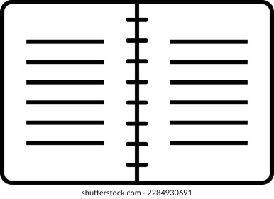 Thin line book with binder simple icon. Notebook simple icon design.