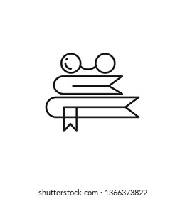Thin line book and glasses icon isolated on white background.Linear book and glasses icon from education outline collection.Premium vector Illustration.