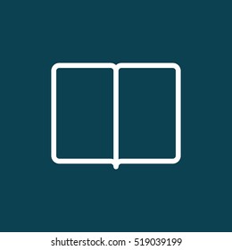 thin line book, magazine icon on blue background