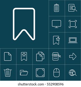thin line bookmark icon on blue background, web icons set