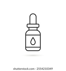 thin line bottle of essence or serum icon. linear simple trend modern logotype graphic art design element isolated on white. concept of package with essential oil or hygiene lotion for aroma therapy