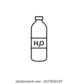dünne Linie Flasche Symbol mit Schatten. Strich flach Stil Trend moderne Logotype oder Kontur Grafik-Design einzeln auf weißem Hintergrund