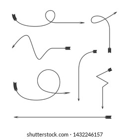 thin line bow arrows illustration set