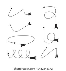 thin line bow arrows illustration set
