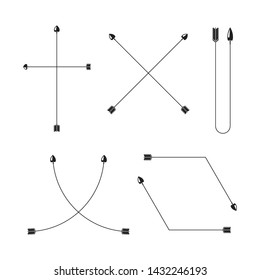 thin line bow arrows illustration set