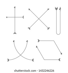 thin line bow arrows illustration set