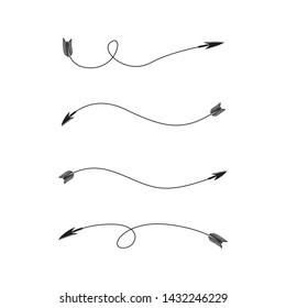 thin line bow arrows illustration set