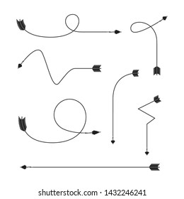 thin line bow arrows illustration set