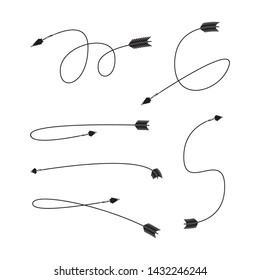 thin line bow arrows illustration set