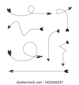 thin line bow arrows illustration set