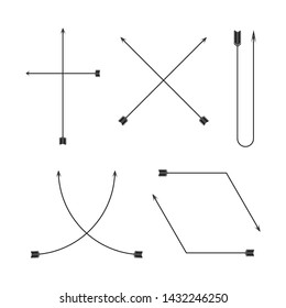 thin line bow arrows illustration set