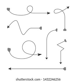 thin line bow arrows illustration set