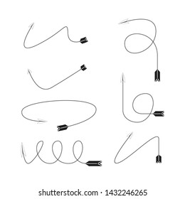 thin line bow arrows illustration set