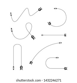 thin line bow arrows illustration set