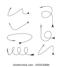 thin line bow arrows illustration set