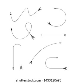 thin line bow arrows illustration set