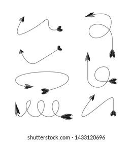 thin line bow arrows illustration set