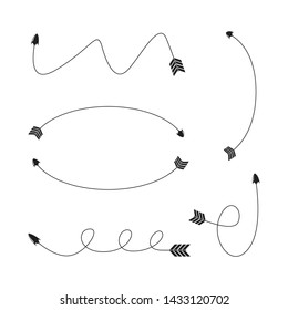 thin line bow arrows illustration set