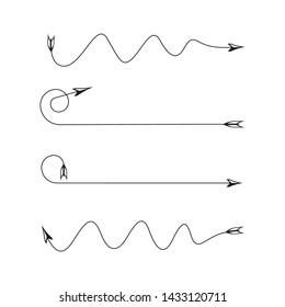 thin line bow arrows illustration set