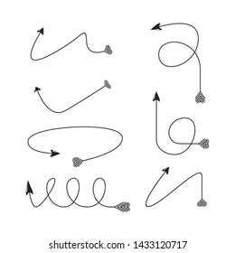 thin line bow arrows illustration set