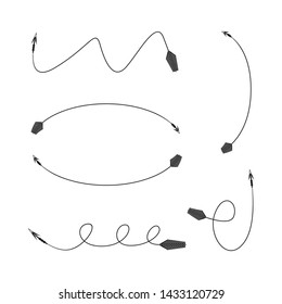 thin line bow arrows illustration set
