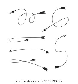 thin line bow arrows illustration set