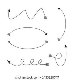 thin line bow arrows illustration set