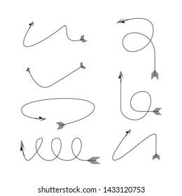 thin line bow arrows illustration set