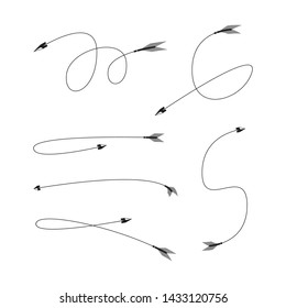 thin line bow arrows illustration set