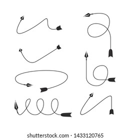 thin line bow arrows illustration set