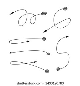 thin line bow arrows illustration set