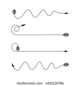 thin line bow arrows illustration set