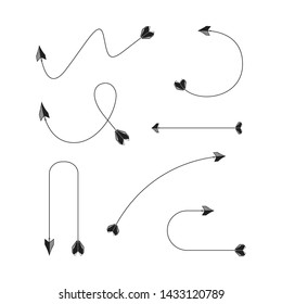 thin line bow arrows illustration set