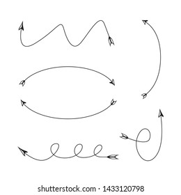 thin line bow arrows illustration set