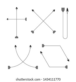 thin line bow arrows illustration set