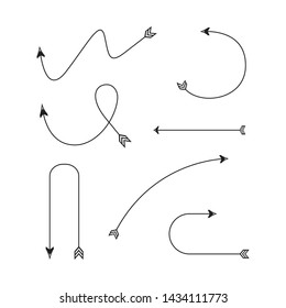thin line bow arrows illustration set