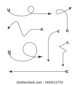 thin line bow arrows illustration set