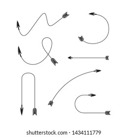 thin line bow arrows illustration set