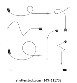thin line bow arrows illustration set
