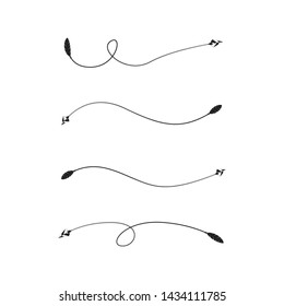thin line bow arrows illustration set