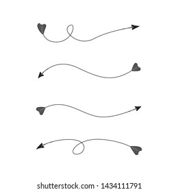 thin line bow arrows illustration set