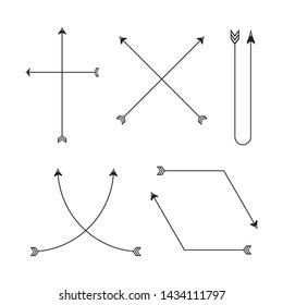thin line bow arrows illustration set