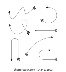 thin line bow arrows illustration set