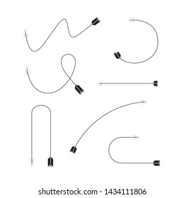 thin line bow arrows illustration set