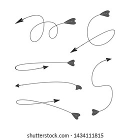 thin line bow arrows illustration set