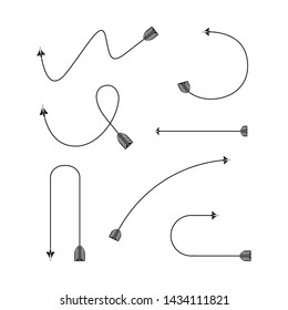 thin line bow arrows illustration set
