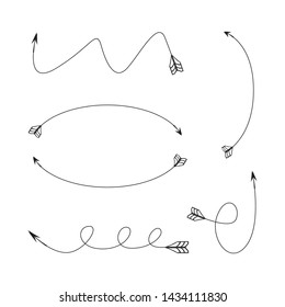 thin line bow arrows illustration set