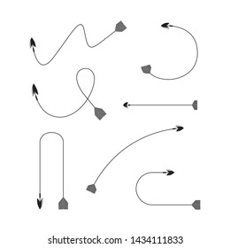 thin line bow arrows illustration set