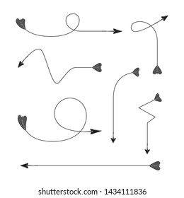 thin line bow arrows illustration set