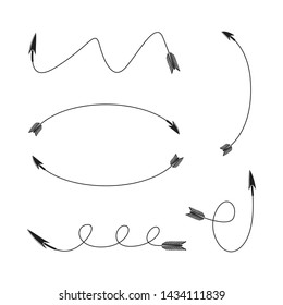 thin line bow arrows illustration set